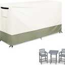 Bar Height Patio Dining Set Covers,100% Waterproof Outdoor Adirondack Bar Height Chairs and Table Sets Cover, Bar Table Set Covers for Patio Furniture Set,72" x 30" x 41" - Beige