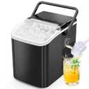 Sweetcrispy Countertop Ice Maker with Scoop, Basket and Handle, Portable Ice Machine 9 Ice Cubes Ready in 6 Mins, 26.5lbs in 24Hrs, 2 Sizes for Home Kitchen Office Bar Party (Night Black)