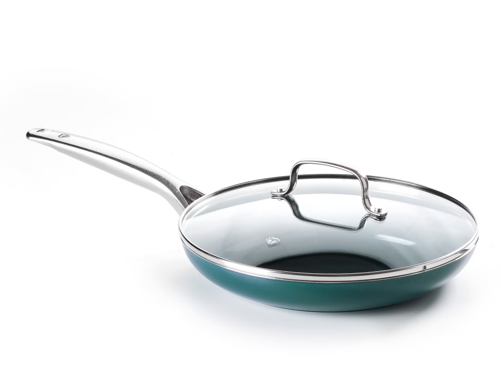Blue Diamond Ceramic Nonstick 10 inch Covered Frying Pan, Green