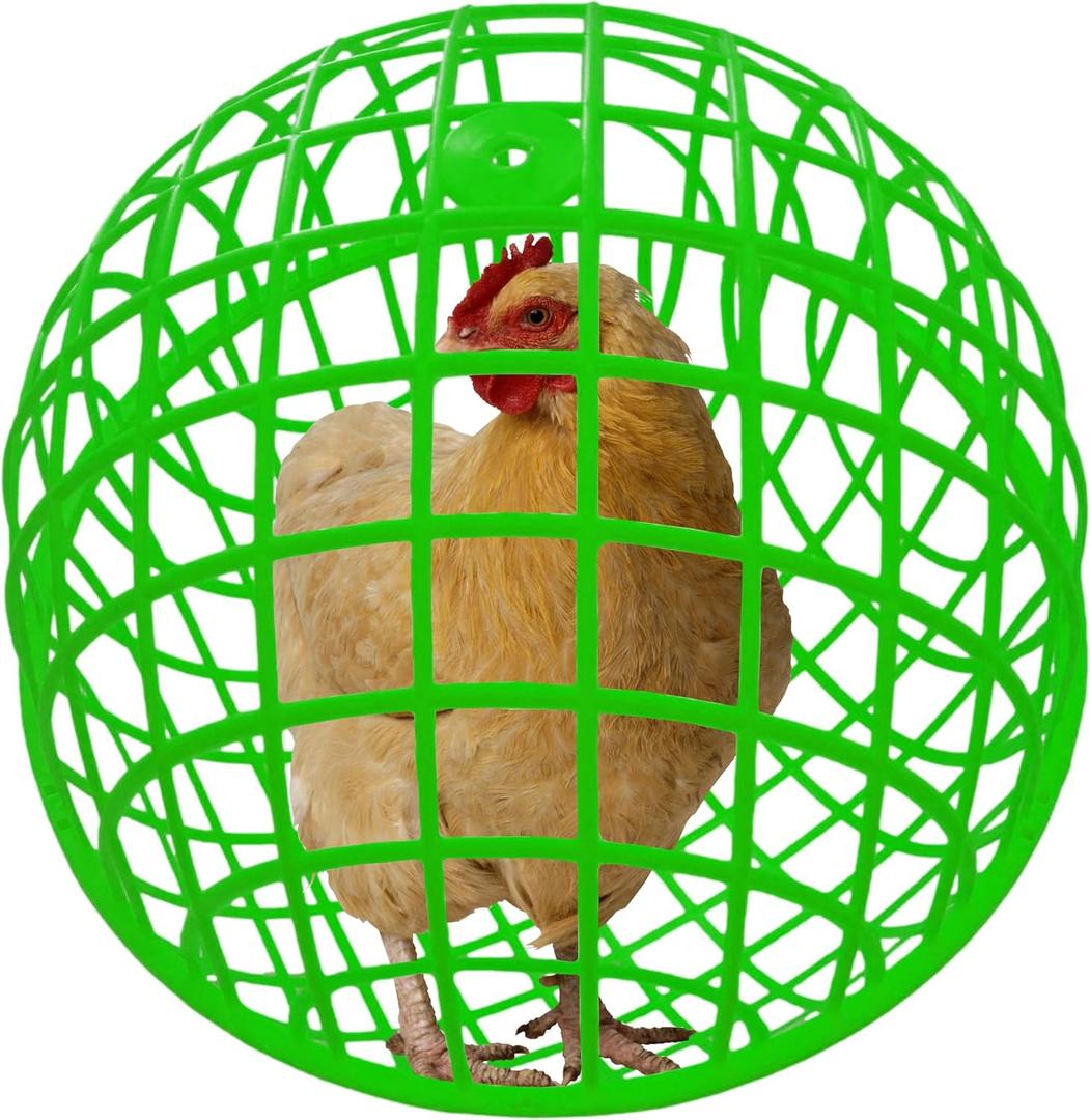 15" Ball-Shaped Movable Chicken Coop,Pigeon Rabbit Duck Safe Walking Net,Preventing Trampled by Horse,Predation by Eagles, Dog Bites. Pet Removable Prevent Harassment Safety Hutch (Green)