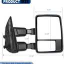 AERDM Towing Mirrors Fit for 1999-2016 Ford F250 F350 F450 F550 Super Duty Tow Mirror Smoked Signal Light Manual glass Telescoping Folding Side Mirrors Pair Set Black
