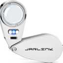 JARLINK 40X Jewelers Loupe Magnifier with Metal Construction, LED/UV Illuminated Magnifying Glass Foldable for Gems, Jewelry, Coins, Stamps (1 Pack)