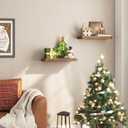 HOOBRO Floating Shelves for Wall, Wall Mounted Shelf Set of 2, 15.7" Hanging Shelf with Invisible Brackets, for Wall Decor Storage in Bathroom Bedroom Kitchen Living Room Office, Rustic Brown BF40BJ01