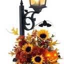 2 in 1 Outdoor Flower Pots for Real or Fake Flowers, Solar Lamp Post Lights - Wall Mount or Freestanding, Waterproof Decorative Lamp for Lawn, Patio, Front/Back Door (Black)