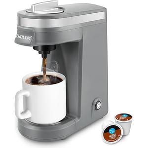 CHULUX Mini Coffee Maker for K Capsule, Single Serve Coffee Maker for One Cup Americano, Lightweight Pod Coffee Machine, Gray