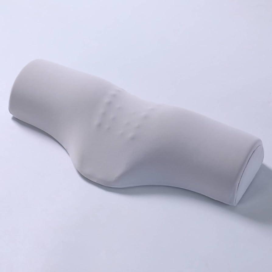 MYADDICTION Raised Center Cervical Support Pillow Curved Body Ergonomic Neck Pillow for Sleeping, Resting, Light Gray, Ice Silk