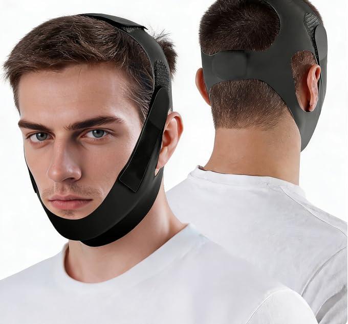 NOIKO Anti Snoring Chin Strap Adjustable, High Elasticity Traceless Chin Strap for Sleeping, Effective Anti Snoring Device, Snore Stopper Breathable and Durable for Adult (L)