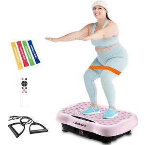 Vibration Plate Exercise Machine, Whole Body Vibration Plateform, Vibrating Board for Weight Loss and Fitness, Home Gym Equipment (Pink)