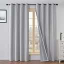 100% Blackout Curtains 84 Inch Length 2 Panels Set, Black Out Curtains for Living Room, Greyish White Thermal Insulated Grommet Drapes Bedroom Luxury Decor (52W  84L inch, Greyish White)
