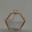 NCYP Hanging Small Rose Gold Hexagon Herbarium, Side Length 1.9 inches Handmade Copper Floating Frame for Pressed Dried Flowers Plants, Double Glass, Wall Decor, Glass Frame Only