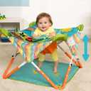 Bright Starts Pop 'N Jump Portable Baby Jumper, Foldable Indoor/Outdoor Baby Jumper with Owl Forest Sensory Activities, Ages 612 Months