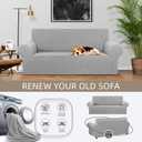 KEKUOU Stretch Loveseat Sofa Cover Slipcover,Couch Covers for 2 Cushion Couch Sofa (55"-78") Furniture Protector Sofa with Elastic Bottom for Kids,Dog. Jacquard Small Checked (Medium,Silver)