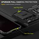 ANGELAS Shockproof Phone Case for Samsung Galaxy S23 - Silicone TPU Bumper with Anti-Fall Protection,Slide Camera Cover & Rotating Ring Kickstand,6.1Inch,Black