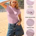 BAMBOO COOL Women's Skin-Tight Soft T-Shirts Short Sleeve Slim Fit Tops for Women Cute Basic Tees (M)