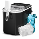 ZAFRO Countertop Ice Maker, 26.5Lbs/24H, 9 Bullet Cubes in 6 Mins, Self-Cleaning Portable Ice Machine with 2 Ice Sizes (S/L), Quiet Compact Design, Double Handles, for Home, Party, RV, Camping, Black