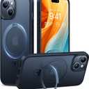 TORRAS Magnetic Kickstand for iPhone 15, 14, 13, & 16e Case [Fit for MagSafe][Sturdy & Versatile Stand] MilitaryGrade Shockproof Translucent Slim Protective AntiFingerprint AntiScratch, Black