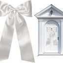 White Wreath Bow Birthday Anniversary Bows Wedding Farmhouse Bow Tree Ornament for Home Front Door Decorations
