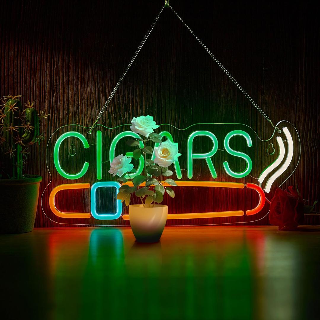 Roouneon Neon Sign Bar Home Neon Light Handmade LED Dimmable Neon Lights Signs for Art Man Cave Bedroom Office Hotel Pub Cafe Recreation Room Wall Artwork Sign Decor (Green+White+Blue+Orange+Red)