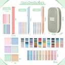 135 Pcs Book Annotation Kit Aesthetic Pencil Case Bag 12 Highlighter 11 Gel Pen 1 Marker 300 Sheet Transparent Sticky Notes Pad 2640 Index Stickers Bible Study Supplies(Classic,Light Green)