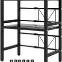 LUCKY KVW Microwave Oven Rack, Microwave stand,Adjustable Shelf with 6 Hooks, Microwave Rack, Extendable Kitchen Microwave Stand with Storage (Shelf 002)