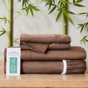 GOKOTTA 4-Pcs King Size Sheets Set, 100% Rayon Derived from Bamboo, 16 Inch Deep Pocket King Sheets with Elastic Corner Straps, Cooling Sheets for Hot Sleepers - Silky Soft & Breathable - Cocoa Brown