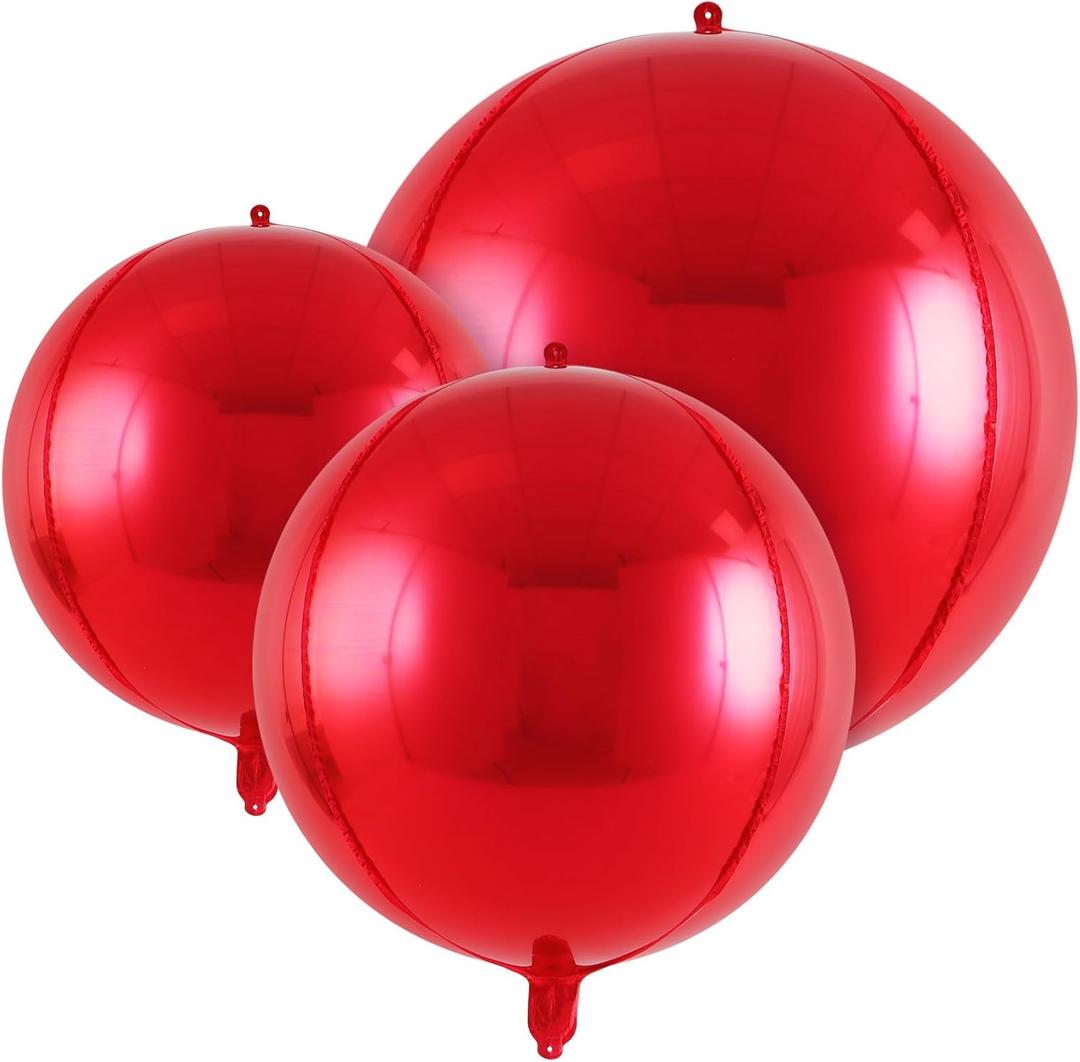 18 Pcs Foil Balloons Shiny Round Balloons Set Large Balloon Garland Arch for Birthday Graduation Wedding Bachelorette Party Decorations, 5 Pcs 22 in, 5 Pcs 15 in, 8 Pcs 10 in Red