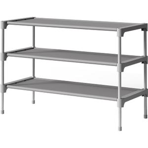 Kitsure Shoe Rack - Premium Non-Woven Shoe Rack Shelf, Shoe Organizer for Closet, Entryway, Garage & Corridor, Sturdy & Durable Long Stackable Shoe Shelves, Medium, Grey