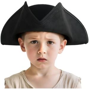VZQI Pirate Hat for Kids Distressed Colonial Style Tricorn Hat for Boy Halloween Costume Accessory Pro 6-13T 57