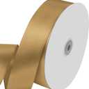 1-1/2" Wide x 100 Yards Solid Color Dark Gold Satin Ribbon, Fabric Satin Ribbon for Gift Wrapping, Wreath, Wedding Party Decoration and Other Sewing Projects (Champagne Gold)