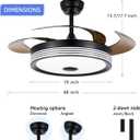 48 inch Modern Retractable Ceiling Fan with Lights and Remote Control, RGB 6Speed Dimmable Fandelier, Smart Ceiling Fan Light with Bluetooth Speaker, Reversible Bedroom