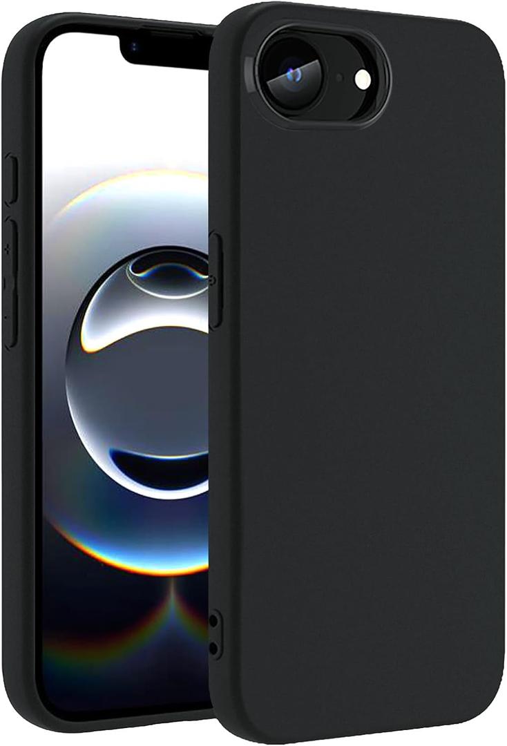 TENOC Phone Case Compatible with iPhone 16e, Black Case Anti-Fingerprint Protective Bumper Matte Cover for 6.1 Inch