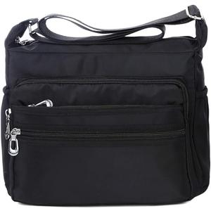 NOTAG Crossbody Bag for Women Waterproof Shoulder Purses Messenger Bag Casual Nylon Purse Handbag (Small, Black-RFID)