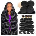 Body Wave Bundles Human Hair 20 22 24 26 Inch 12A Human Hair Bundles 100% Unprocessed Brazilian Virgin Weave 4 Bundle for Women Natural Black Wavy Human Hair Extensions