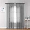 OVZME Grey Sheer Curtains - 96" Inch Length 2 Panels Set, Light Filtering Soft Rod Pocket Voile Drapes for Living Room/Bedroom, Each 42" W x 96" L