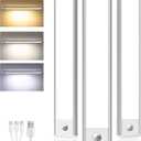 Under Cabinet Lighting Wireless,Rechargeable Battery Motion Sensor Light Indoor,LED Closet Lights USB Charging,3 Color Dimmable Under Cabinet Lights for Kitchen, Cabinet, Wardrobe (3 Pcs)12in