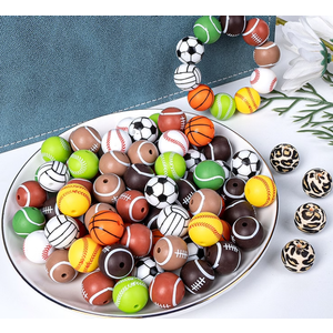 21 Pcs Print Silicone Beads 15mm Round Silicone Beads Black White Green Plaid Rubber Focal Beads DIY Crafts Loose Spacer Beads for Pens Keychain Bracelet Necklace Lanyard Making, Assorted designs