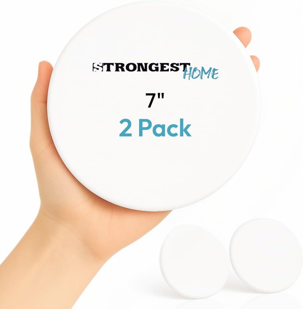 Strongest Home Wall & Door Handle Stopper, 2-Pack XXL  7 Inch White Wall Bumpers, Quiet Wall Protector for Door Impact & Noise Reduction  Self Adhesive