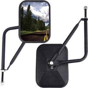 JUSTTOP Mirrors Doors Off, Side View Mirrors Compatible with Jeep Wrangler CJ YJ TJ JK JL & UnlimitedQuicker Install Door Hinge Mirror for Safe Doors Off Driving, Car Exterior Accessories- 2Pack