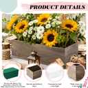 Dandat 12 Set Wood Boxes for Centerpieces 12x4 Inch Rectangle Wooden Planter Box Rustic Wooden Planters with Removable Plastic Liner Floral Foam Blocks for Christmas Wedding Home Garden Decor(Brown)