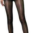 WDIRARA Women's Shiny Pantyhose Sheer Tights Oil High Waist Stockings Party Clubwear (Black, M)