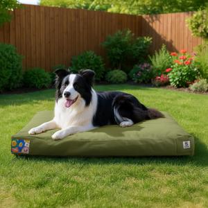 Sytopia 36 Inch Canvas Chew-Proof Outdoor Dog Bed for Large and Medium Dogs, Waterproof Washable Removable Cover, Indoor Patio Pet Pad, Green