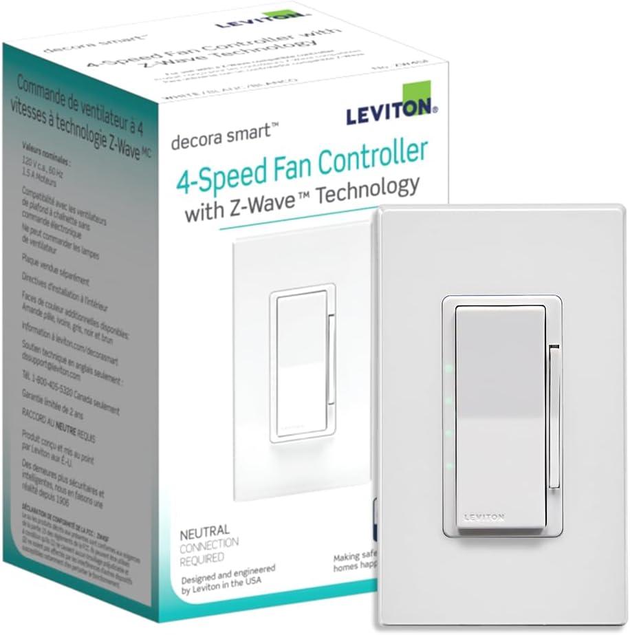 Leviton Decora Smart Fan Speed Controller, Z-Wave Plus, ZW4SF
