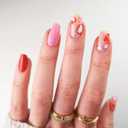 Romantic Love Heart Press on Nails Red Heart Acrylic Fake Nails Glossy White Love Heart Medium Square False Nails Polk Dots Stick on Nails Valentines Gift Gel Glue on Nails for Women Girls 24Pcs