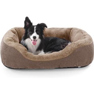 INVENHO Dog Bed Medium Size, Orthopedic Warming Soft Calming Sleeping Durable with Anti-Slip Bottom (M (30"x24"x9"), Dark Brown)