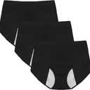 ETAOLINE Womens Period Underwear 4 Layers Leakproof Menstrual Panties Heavy Flow Postpartum Hipster Briefs (XX-Large, Black)