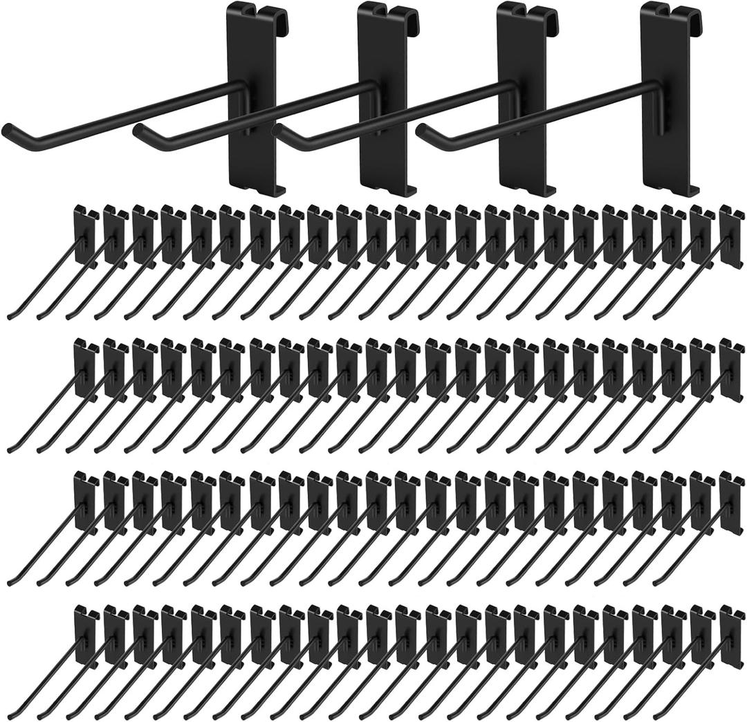 Polmart 6" Heavy Duty Black Gridwall Panel Hooks, Pack of 96 (6-inch)