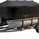 1200D Pontoon Boat Cover 17-20ft,with 14 Adjustable Tie Down Straps, Black