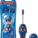 Brush Buddies Marvel Captain America Kids Toothbrush Soft Rounded Bristles Poppin' Fun Superhero Toothbrush Cover Easy Grip Handle Gentle Cleaning for Toddlers & Kids Ages 2+ Travel Friendly Oral Care
