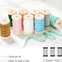 Chuangdi 10 Roll 50 Yards Christmas Velvet Ribbon Bulk 3/8 Inch Wooden Spool Thin Luxury Vintage Crushed Velvet Ribbon for Christmas Ornaments Gift Wrapping Crafts Bows Xmas Decor(Morandi Colors)