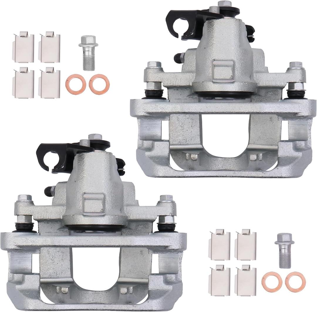 KUIPERAUTO 2PCS Rear Disc Brake Caliper Assembly w/Bracket Compatible for 2008-2012 Chrysler Town & Country/Dodge Grand Caravan / 2009-2012 Volkswagen Routan 18-B5080 18-B5081